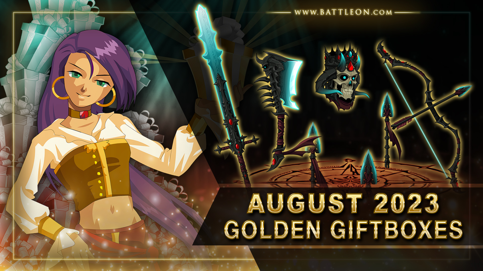 August 2023 Golden Giftboxes Diabolical Gear On Artix Entertainment   New Rpg Battleon 2023 August Diablo Golden Giftboxes Adventure Quest 