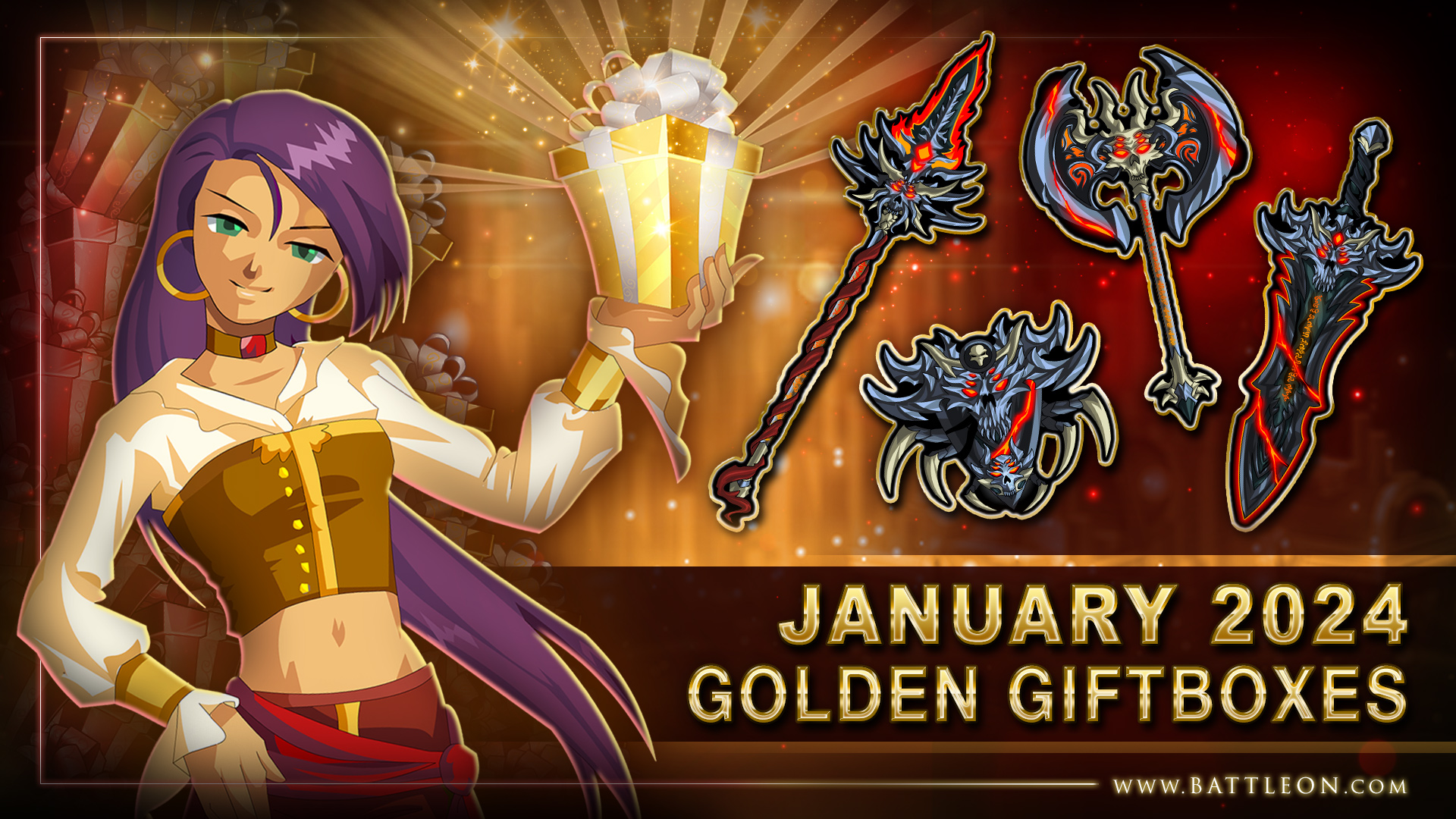 Vengence Of Nulgath Golden Giftboxes On Artix Entertainment   New Rpg Battleon January 2024 Golden Giftboxes Adventure Quest 